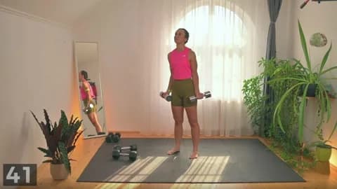Wide biceps curl demonstration with two dumbbells