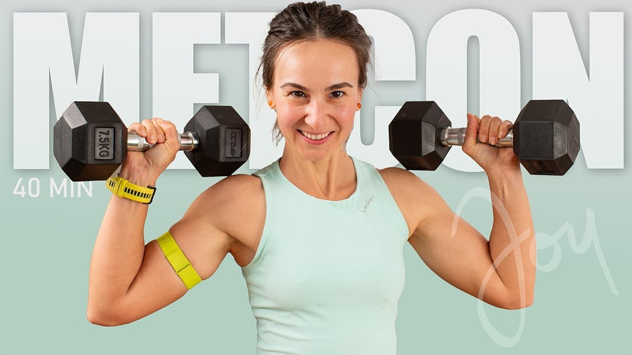 40 Min Standing Metcon | FULL BODY Strength Workout with Dumbbells