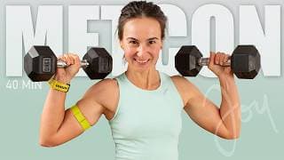 40 Min Standing Metcon with Dumbbells | FULL BODY Workout workout thumbnail