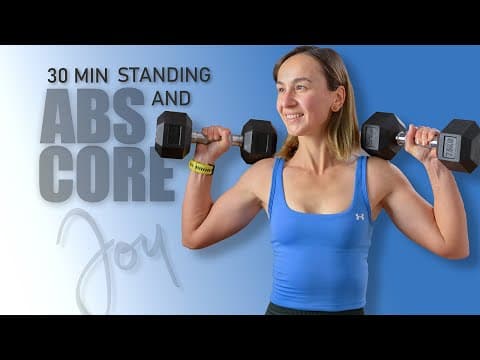 30 Min Standing ABS and CORE Workout with Dumbbells + Cardio Finisher (1 Week Standing Program)