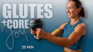 20 Min No Squats, No Lunges with Kettlebell | CORE and GLUTES Workout workout thumbnail
