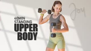 40 Min Dumbbell Power: Standing UPPER BODY Routine | ARMS, CORE & BACK