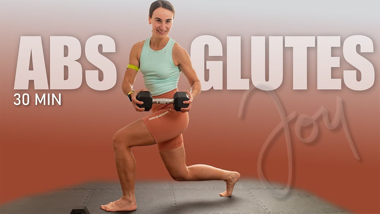 30 Min Standing ABS & GLUTES Workout with Dumbbells | No Floor, Low Impact