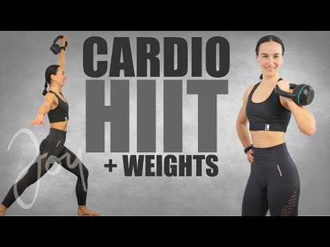 Cardio HIIT FULL BODY with WEIGHTS - KETTLEBELL Workout - No repeats