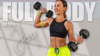 30 Min Knee Friendly FULL BODY Workout with Dumbbells workout thumbnail