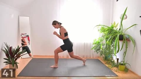 Split squat demonstration with bodyweight